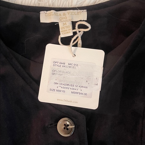 Chelsea & Violet Black Buttoned Vest Top Size Medium NWT - Picture 4 of 7